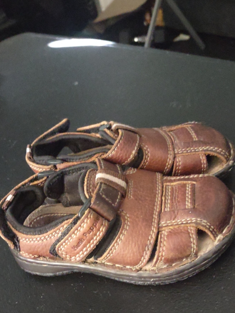 Hush Puppies Kids Brown Leather Fisherman Sandals Size 10 W